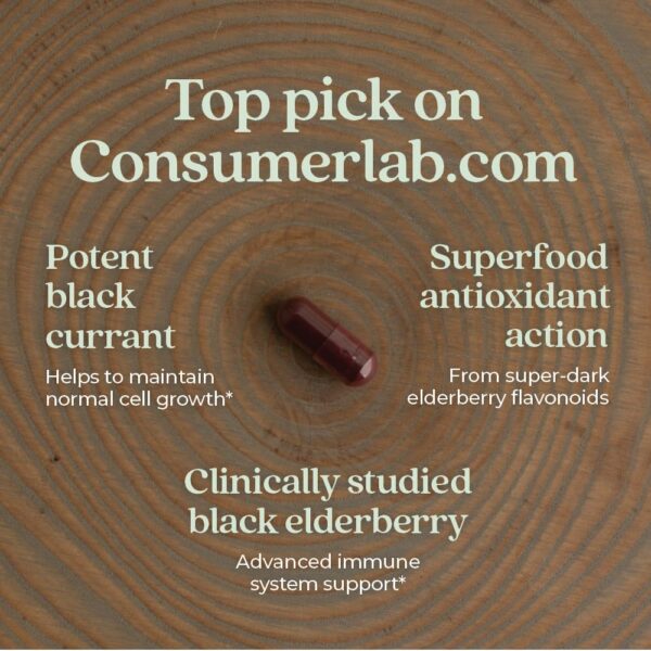 Etiqueta frontal New Chapter cápsulas con saúco concentrado