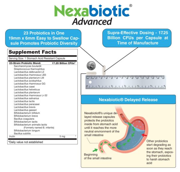 Nexabiotic cápsulas con tecnología avanzada y prebióticos