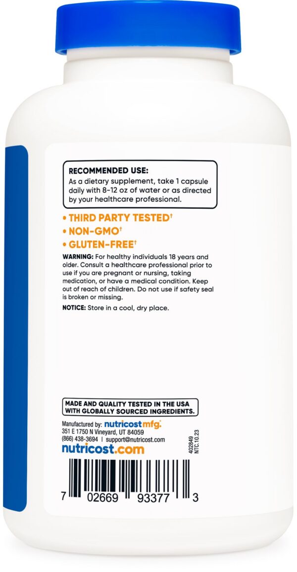 Version 1.0.0 Suplemento niacinamida B3 sin rubor Nutricost 240 cápsulas