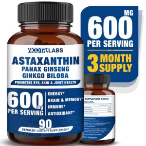 Suplemento Nootrilabs Astaxantina Ginseng Ginkgo 90 cápsulas veganas