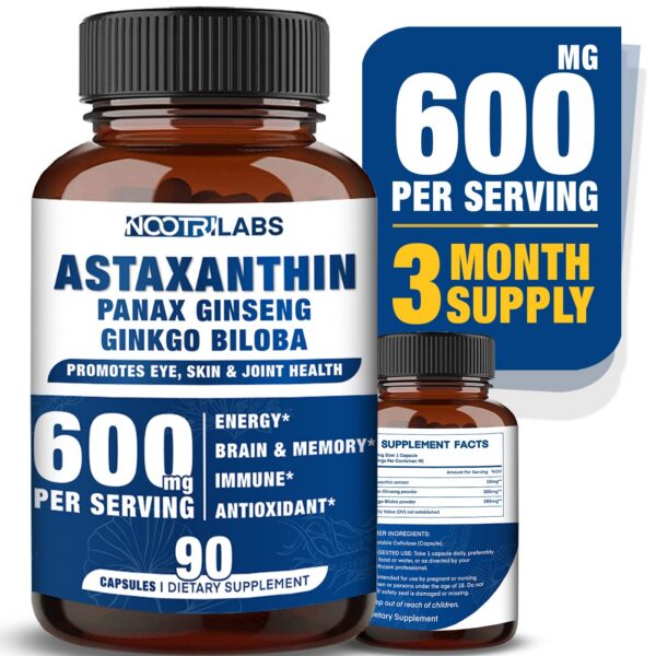 Suplemento Nootrilabs Astaxantina Ginseng Ginkgo 90 cápsulas veganas