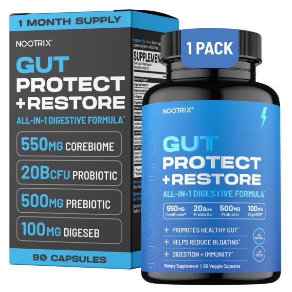 Suplemento Nootrix Gut Protect para salud digestiva y flora intestinal
