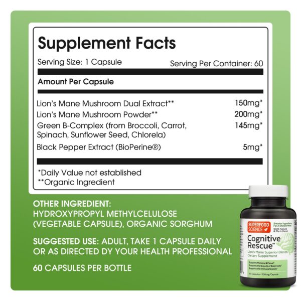 Suplemento nootrópico Cognitive Rescue con vitaminas B y extractos