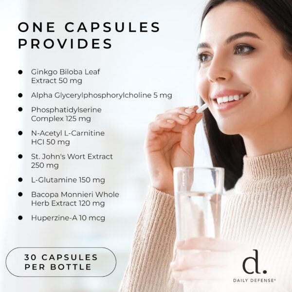 Suplemento nootrópico Daily Defense fórmula avanzada para memoria