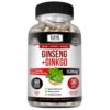 Frasco de suplemento nootrópico Kaya Naturals Ginseng Rojo y Ginkgo Biloba