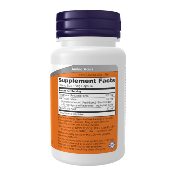 Suplemento NOW Foods glutatión detoxificación y antioxidantes