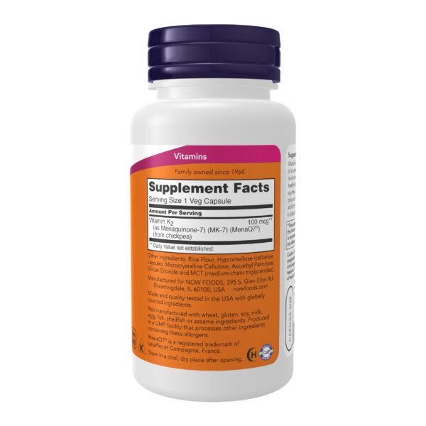 Suplemento NOW Foods MK-7 vitamina K2 apoyo cardiovascular