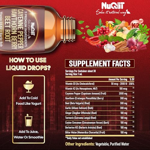 Suplemento NUQIIT gotas líquidas con ingredientes naturales para salud