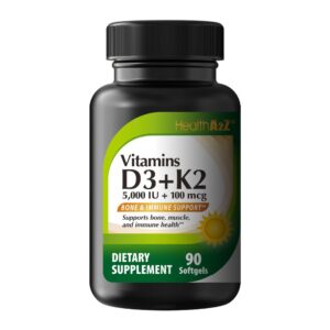Suplemento NutraA2Z Vitaminas D3 y K2 5000 UI 90 cápsulas blandas
