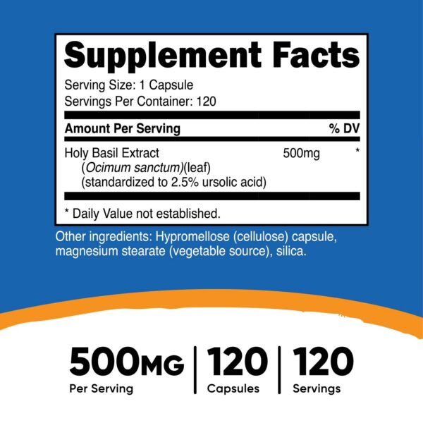 Suplemento Nutricost albahaca sagrada sin gluten