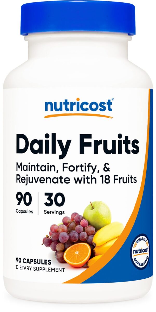 Suplemento Nutricost Daily Fruits mezcla 18 frutas 90 cápsulas