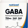 Frasco de suplemento Nutricost GABA 750mg 240 cápsulas