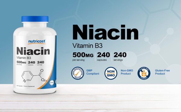 Suplemento Nutricost Niacina vitamina B3 500mg