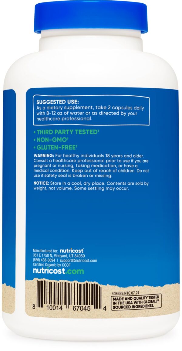 Suplemento Nutricost sin gluten sin OMG y probado por terceros