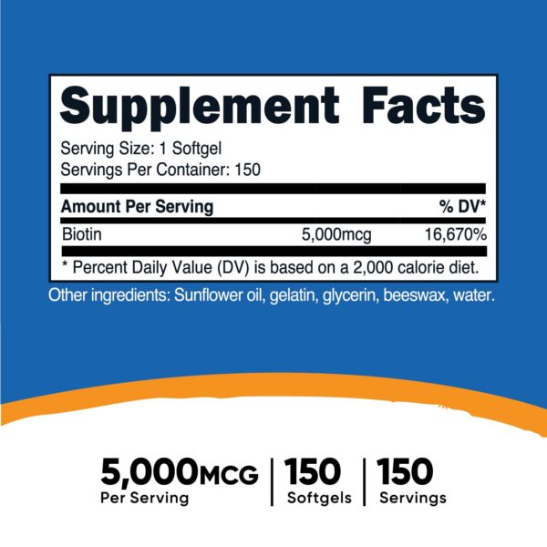 Suplemento Nutricost vitamina B7 biotina para cabello piel uñas