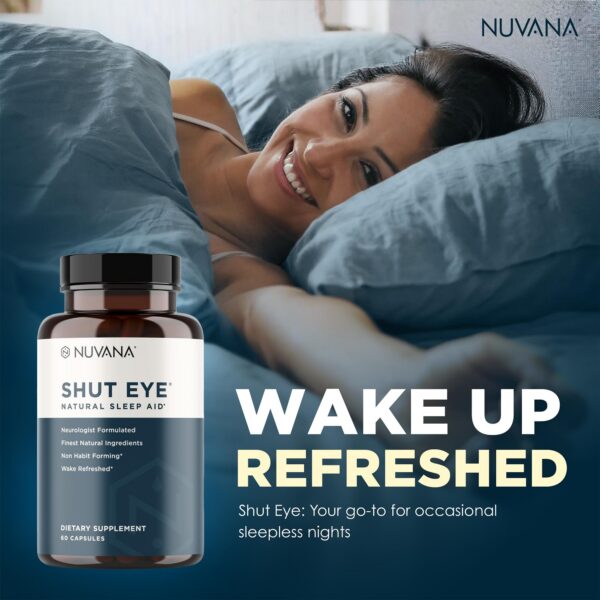 Suplemento Nuvana Shut Eye melatonina y valeriana para dormir