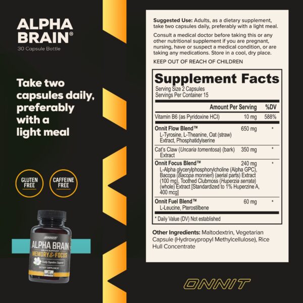 Version 1.0.0 Suplemento ONNIT Alpha Brain para enfoque y memoria