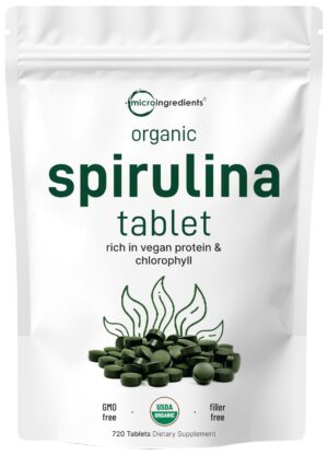 Version 1.0.0 Suplemento orgánico de espirulina Micro Ingredients 720 tabletas