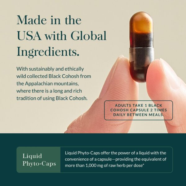 Suplemento orgánico Gaia Herbs cohosh negro para balance hormonal