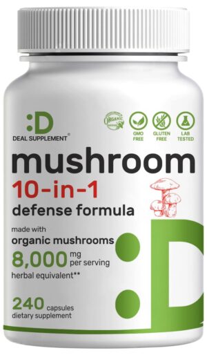 Suplemento orgánico 10 en 1 de hongos 240 cápsulas DEAL SUPPLEMENT