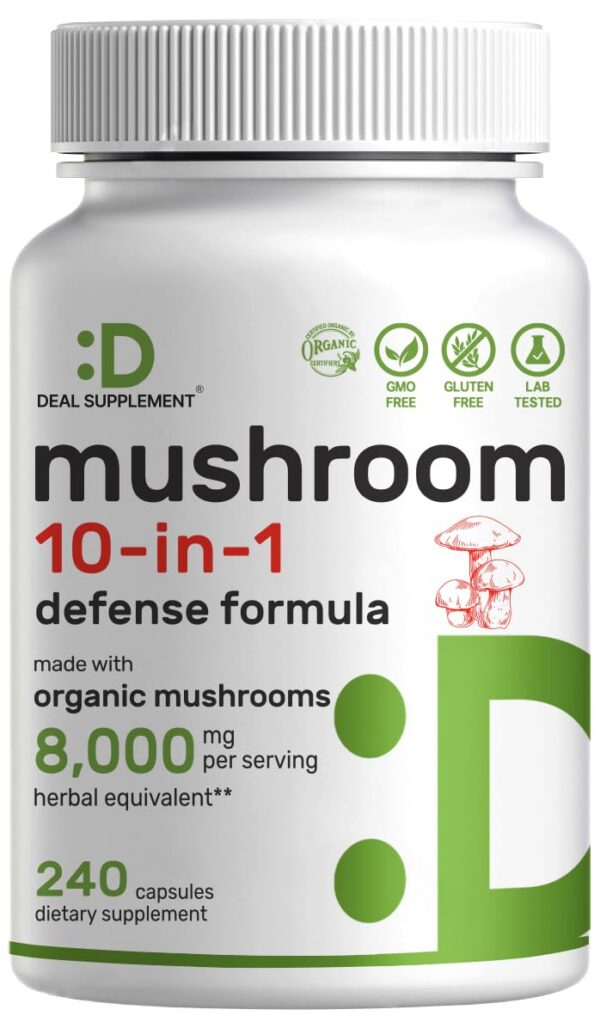 Suplemento orgánico 10 en 1 de hongos 240 cápsulas DEAL SUPPLEMENT