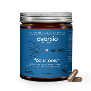 Frasco de suplemento orgánico Melena de León Eversio Wellness