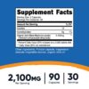 Suplemento orgánico melena de león Nutricost 2100mg por dosis