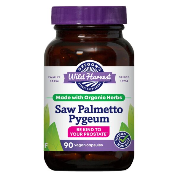Suplemento orgánico Saw Palmetto Pygeum Oregon's Wild Harvest 90 cápsulas veganas