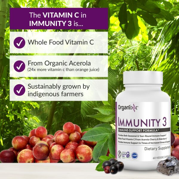 Suplemento Organixx Immunity 3 con ingredientes orgánicos para inmunidad