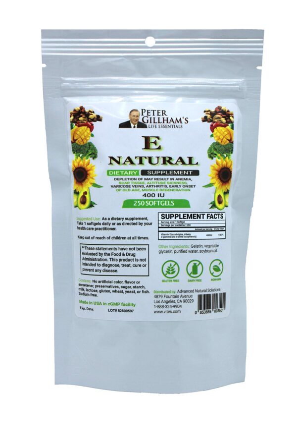 Suplemento Peter Gillham's Vitamina E natural cápsulas blandas