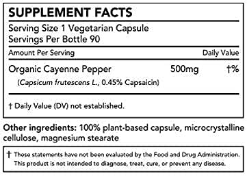 Suplemento picante chile cayena con capsaicina