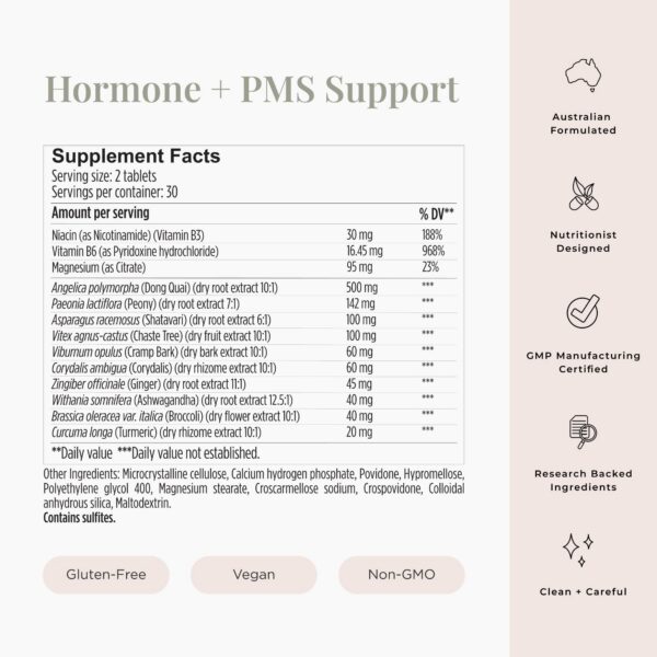 Suplemento PMS JSHealth con extractos herbales y vitaminas b3 b6 para energía