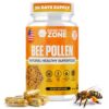 Botella de suplemento de polen de abeja HONEYBEEZONE con 60 cápsulas