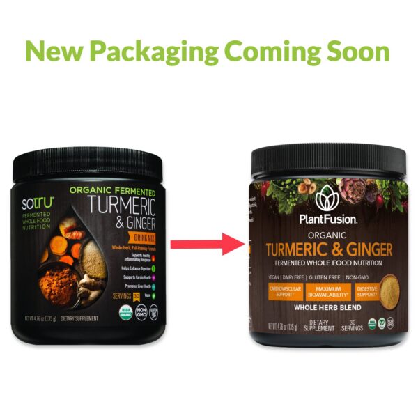 Suplemento en polvo fermentado de cúrcuma y jengibre vegano y sin gluten