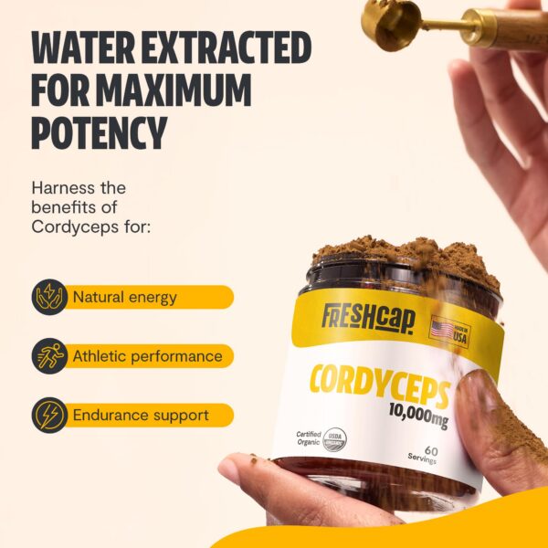 Suplemento en polvo FreshCap Cordyceps envase lateral