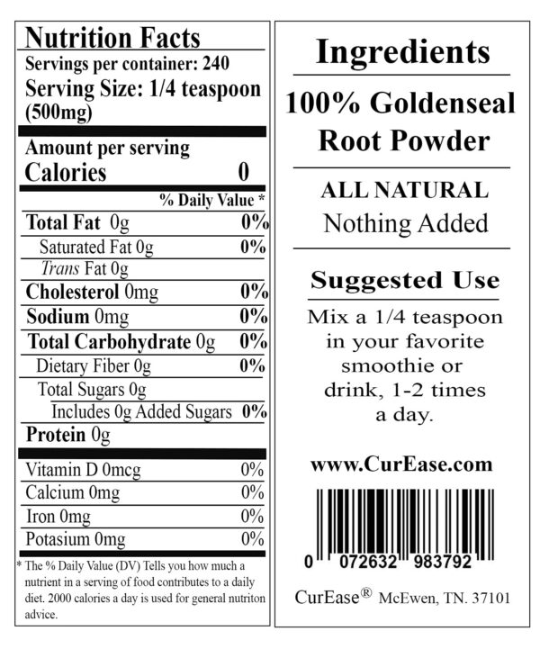 Suplemento polvo goldenseal para salud y vitalidad integral