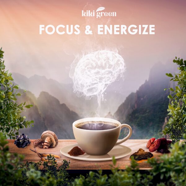 Suplemento polvo hongos KIKI Green para café batidos y energía