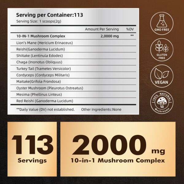 Version 1.0.0 Suplemento polvo hongos sin gluten ni aditivos