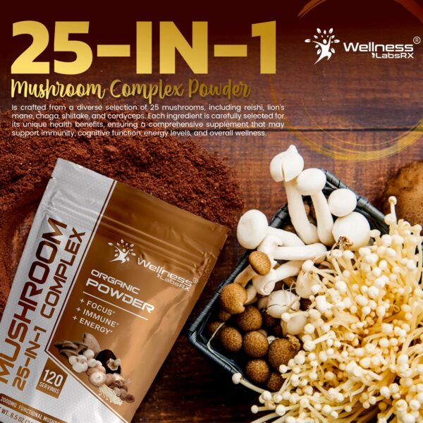 Suplemento polvo hongos WELLNESS LABSRX para salud integral