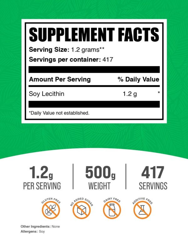 Suplemento polvo lecitina soya 1200mg BulkSupplements