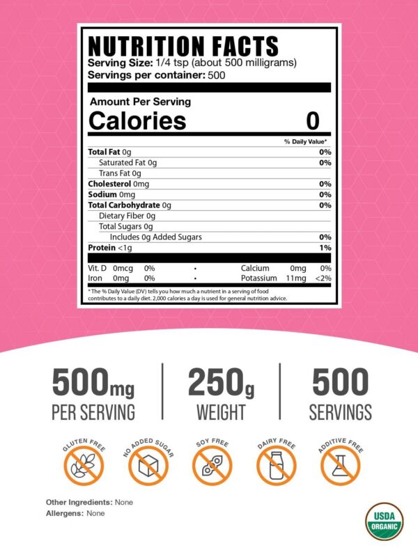 Suplemento polvo stevia natural sin gluten BulkSupplements