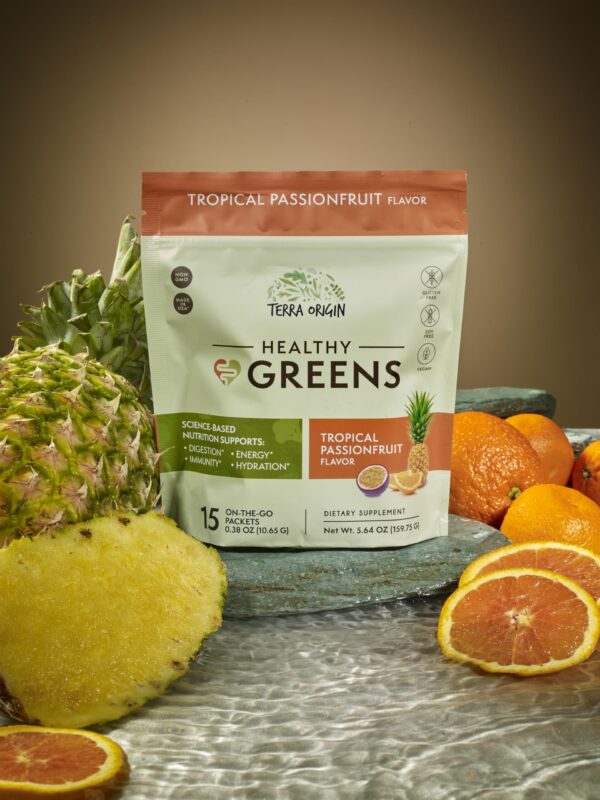 Version 1.0.0 Suplemento en polvo verde Terra Origin para salud y energía diaria