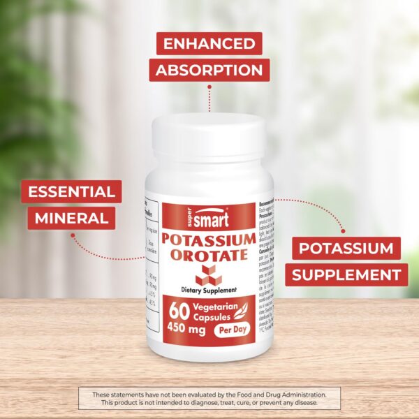 Primera vista del envase del suplemento de potasio para salud cardíaca