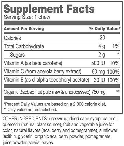 Suplemento powbab chicles baobab con vitaminas para sistema inmune