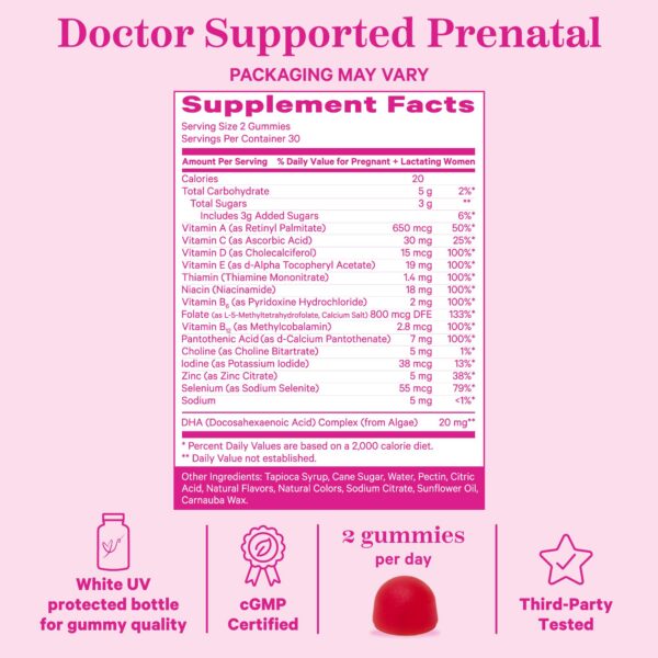 Suplemento prenatal en golosinas Pink Stork para madres