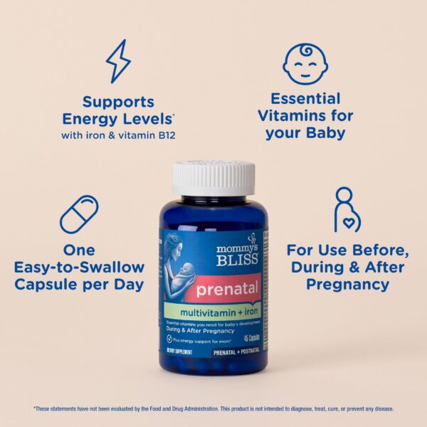 Suplemento prenatal Mommy's Bliss ingredientes veganos sin gluten