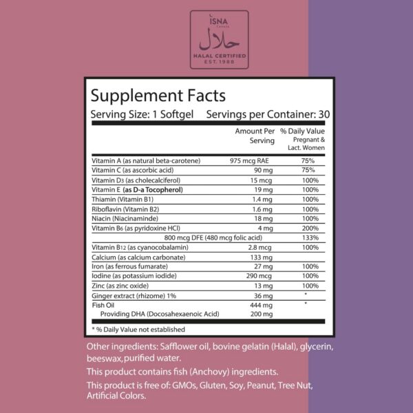 Suplemento prenatal Noor Vitamins con vitamina B y calcio