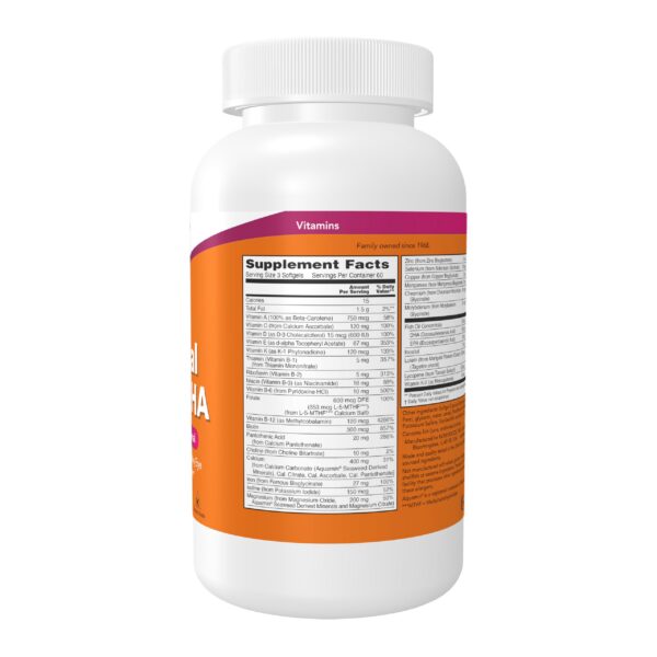 Suplemento prenatal NOW multivitamínico y minerales para embarazo