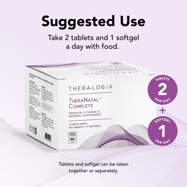 Suplemento prenatal Theralogix ingredientes premium y sin gluten