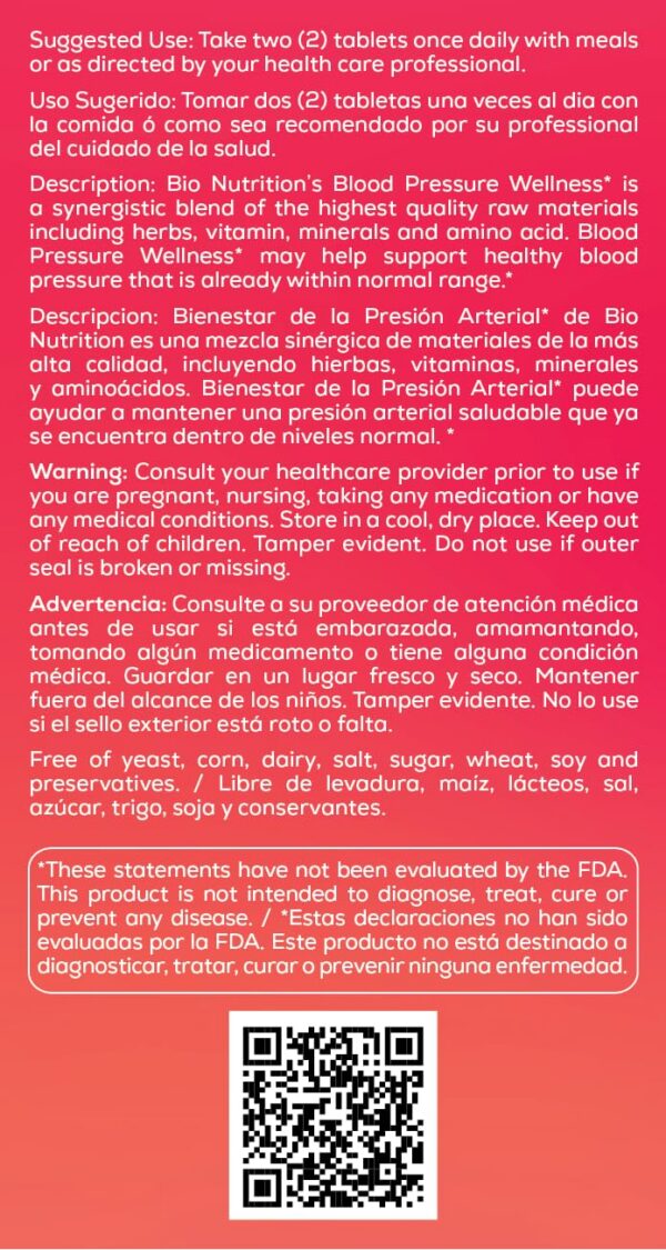 Version 1.0.0 Suplemento para presión arterial Bio Nutrition vista frontal